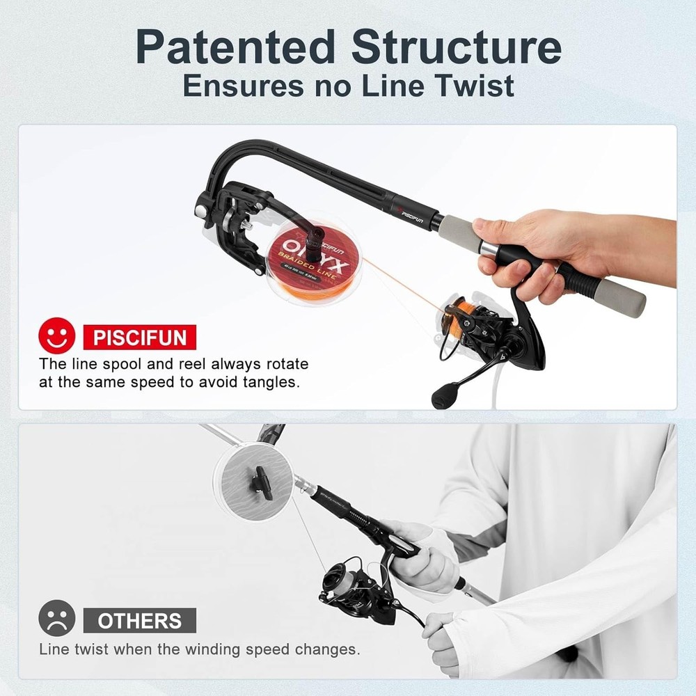 Compact Fishing Spooling Station - Adjustable Width with Suction Cup Stability