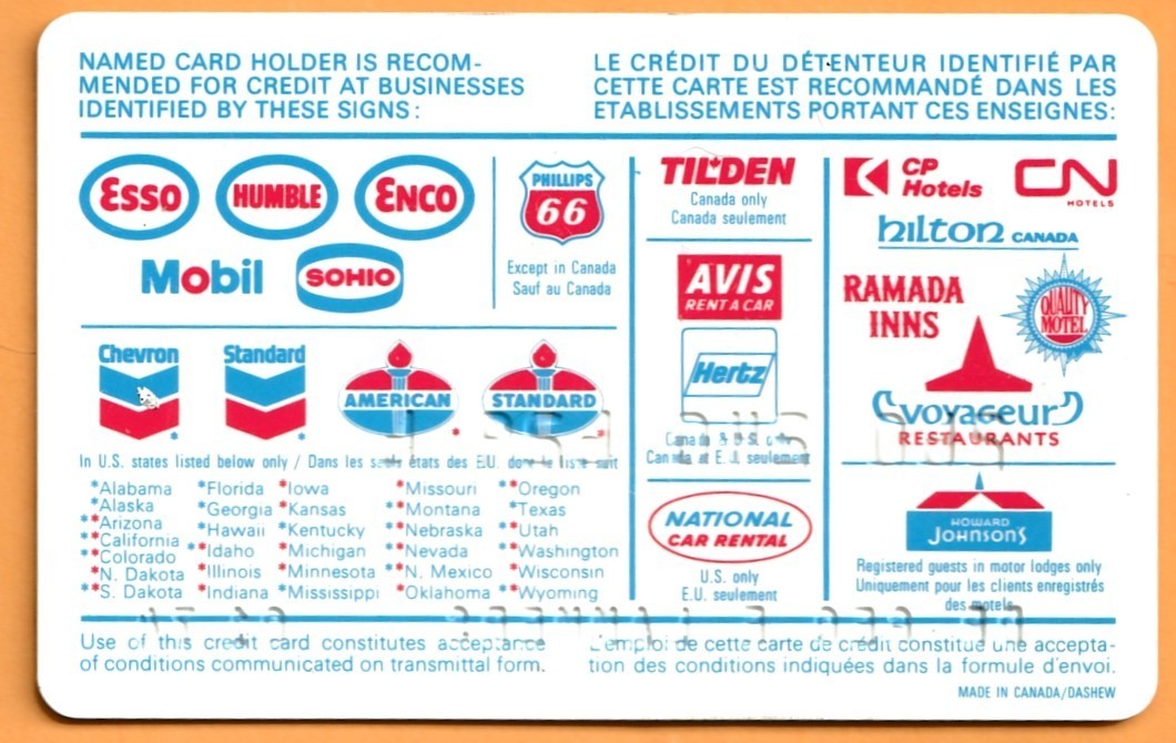Esso Credit Card 1974 Expiration with Maple Leaf & Humble OIl OBSOLETE tac1