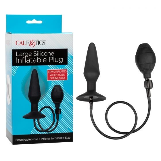 CalExotics Large Black Silicone Inflatable Anal Butt Plug