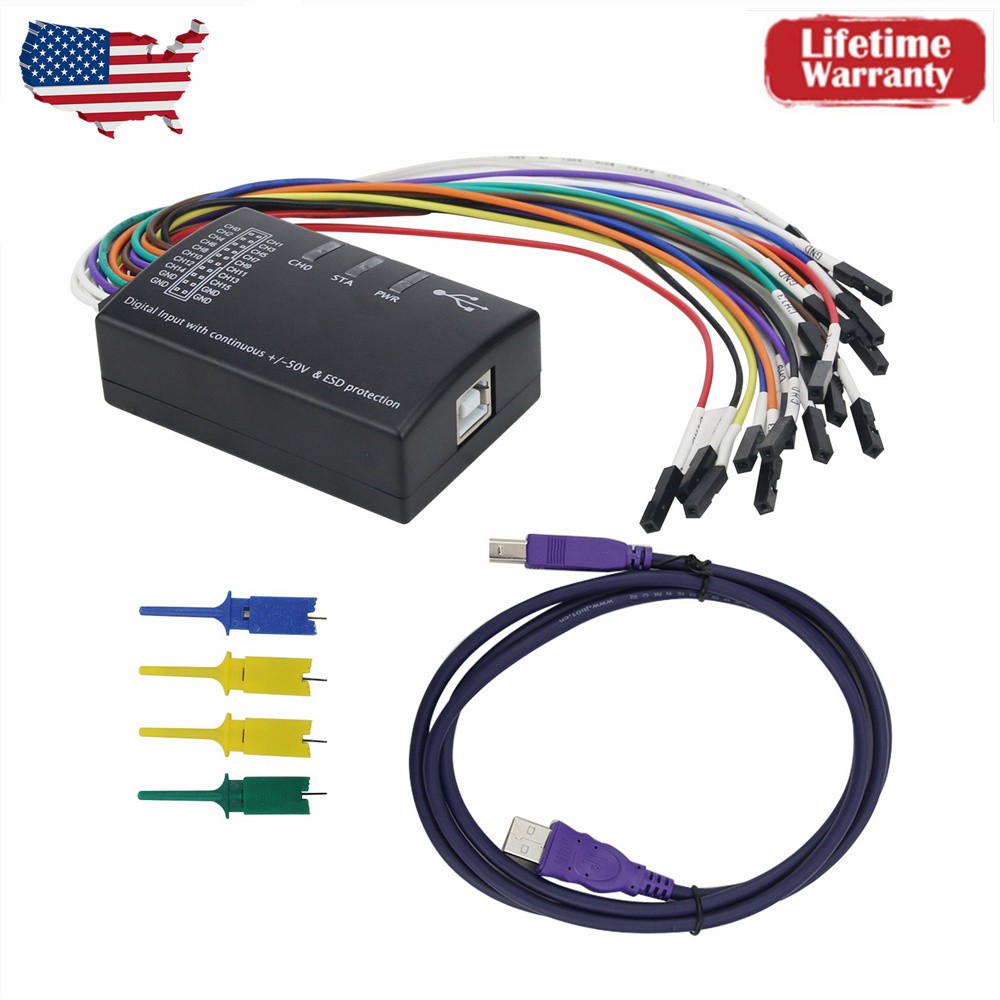 Mini 16 Logic Analyzer USB 100M Max Sample Rate 1.1.34 Support 1.2.10 Software