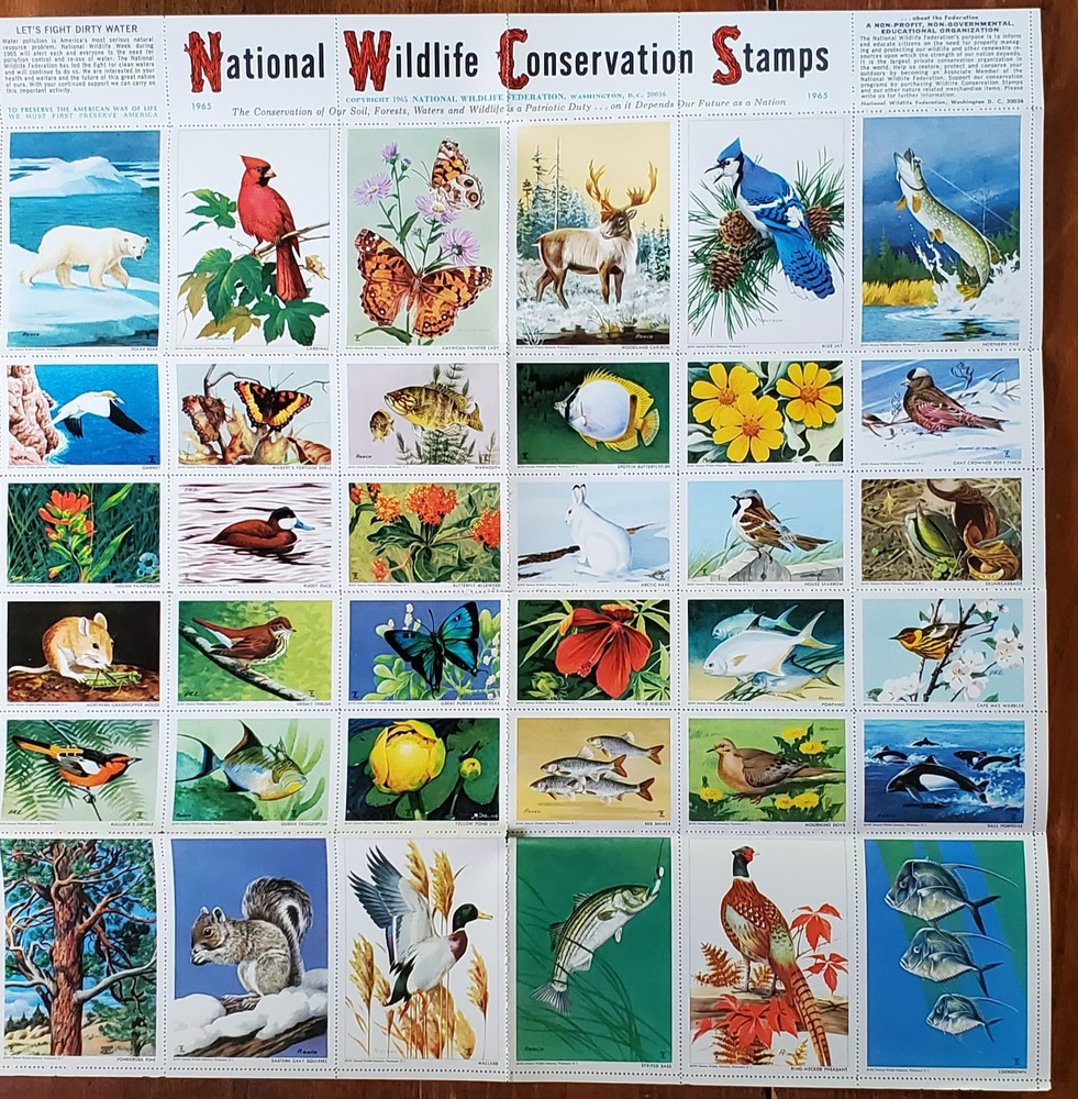 9 FULL Sheets Nat Wildlife Conservation Stamps 1960,61,63,64,65,66,67,69 & 1971