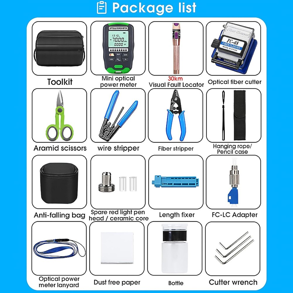 Fiber Optic Termination Tool Kit FTTH Cable Cold Welding Tool Set with 6S Optica