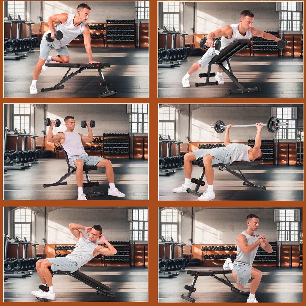 Adjustable Basic Weight Bench Foldable with 8 Backrest Position Exercise Bench