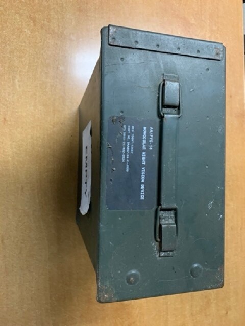 Army metal monocular case, waterproof, ammo style, foam inside, camera storage