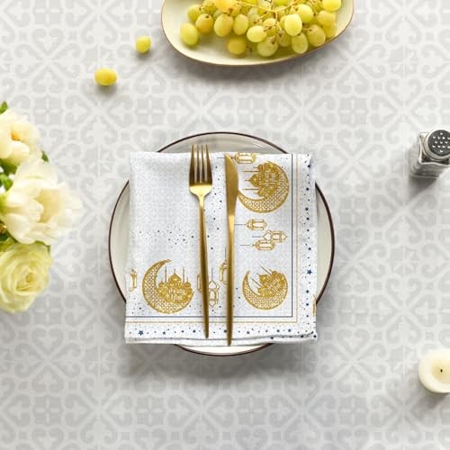Ramadan Tablecloth 52×70 Inch Rectangular, Eid Al 52" x 70" (Rectangular) Grey