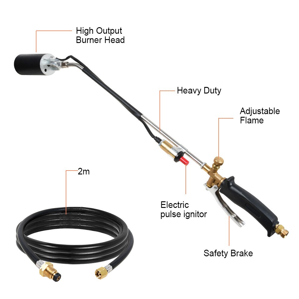 Propane Torch Weed Burner Kit Spray Gun W/ 2M Hose Snow Melting Igniter Welding