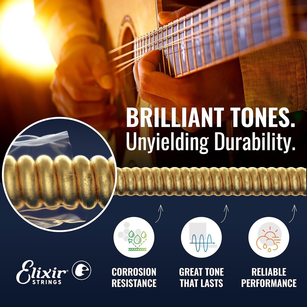 Elixir Phosphor Bronze Nanoweb Acoustic 6 String Light Gauge TL