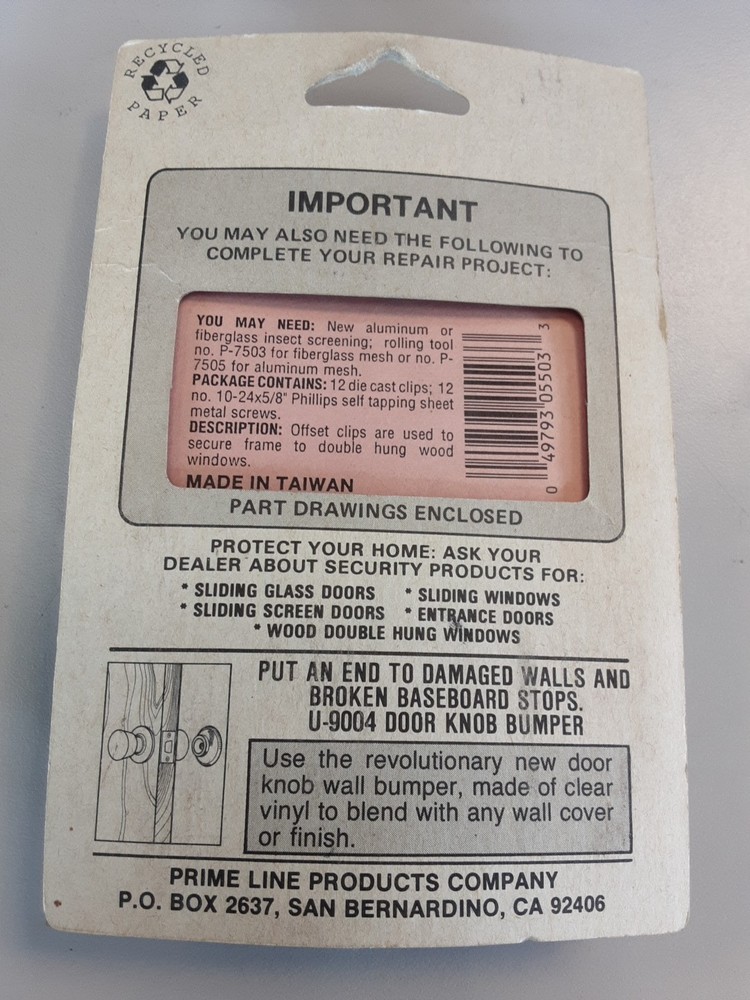 Do It Yourself Replacement Hardware Window Screen Insert Clips