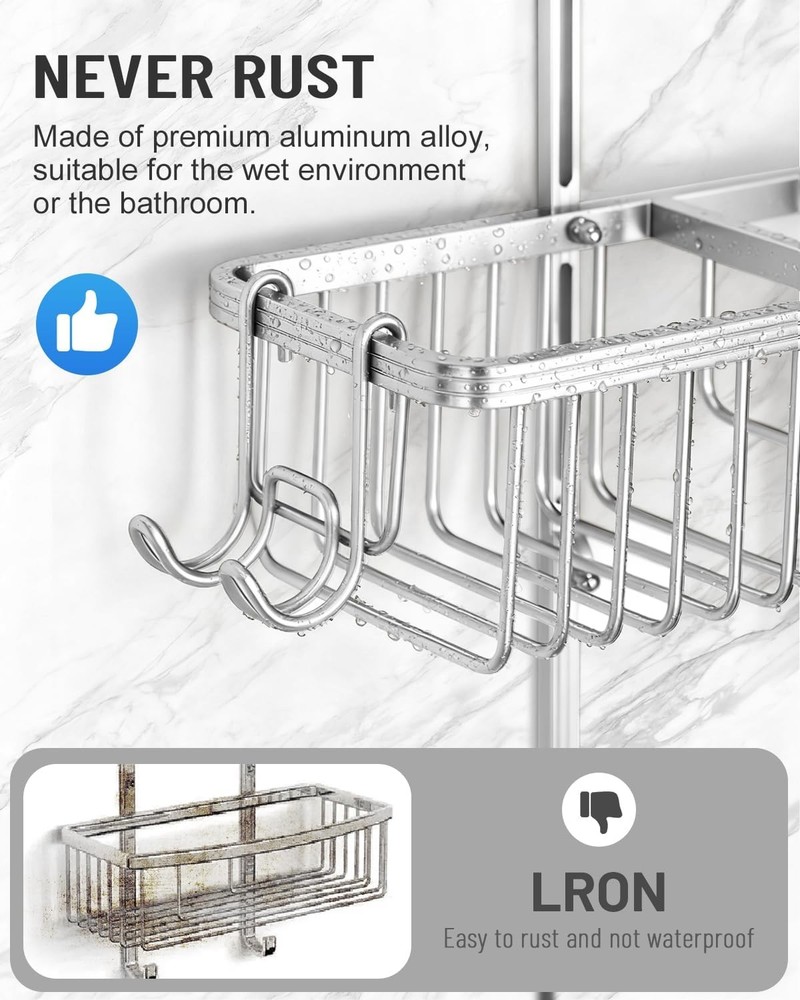 Adjustable Shower Caddy Hanging Handheld Showerheads Never Rust Shower Hanging