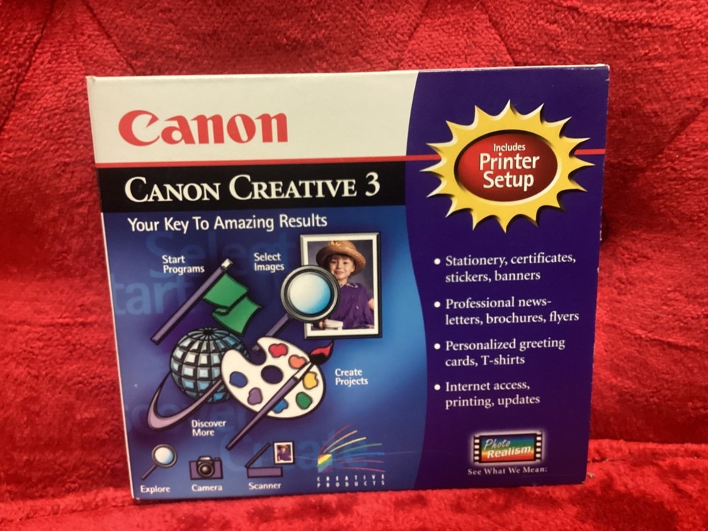 Canon Creative 3 & Printer Setup Windows 95, 98, 3.1 CD Quick Start Guide NEW
