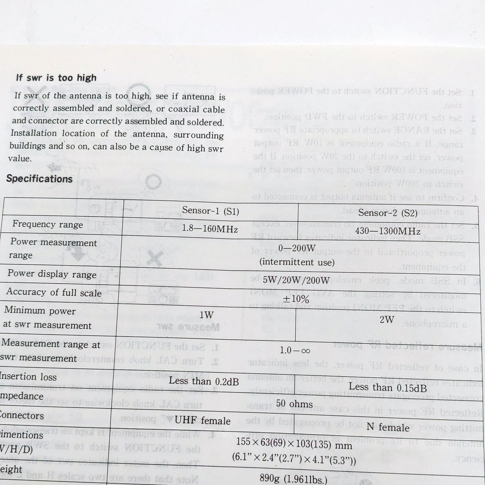 Diamond SX-1000 Meter Operation Instructions