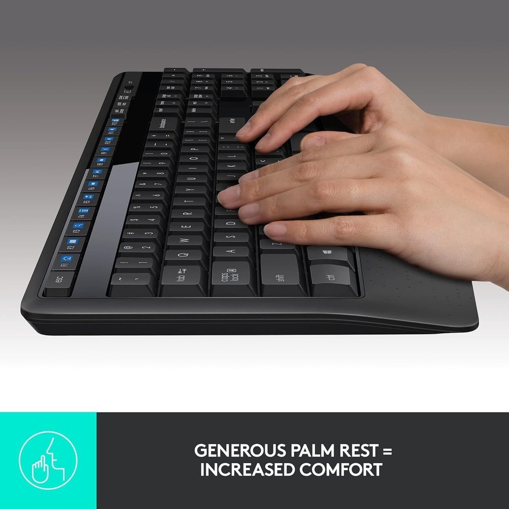 Logitech MK345 Wireless Combo Full-Sized Keyboard Mouse (Spanish Layout)