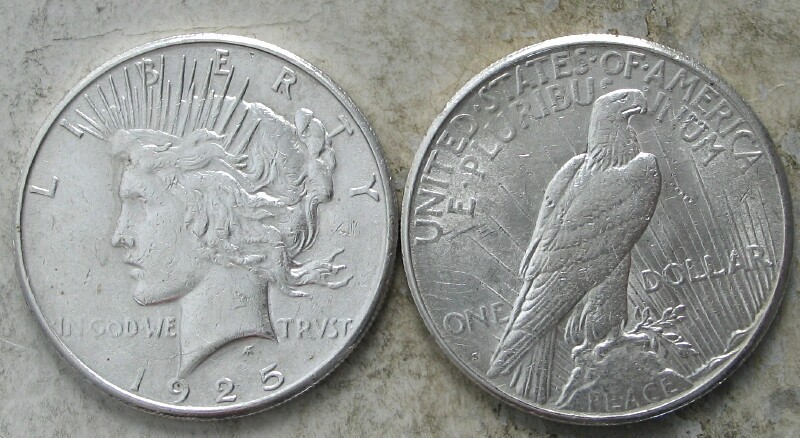 ROLL 1925-S PEACE SILVER DOLLARS.. AU/BU