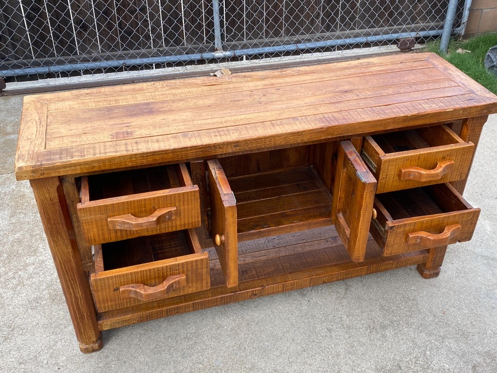 Antique Elm Buffet Cabinet