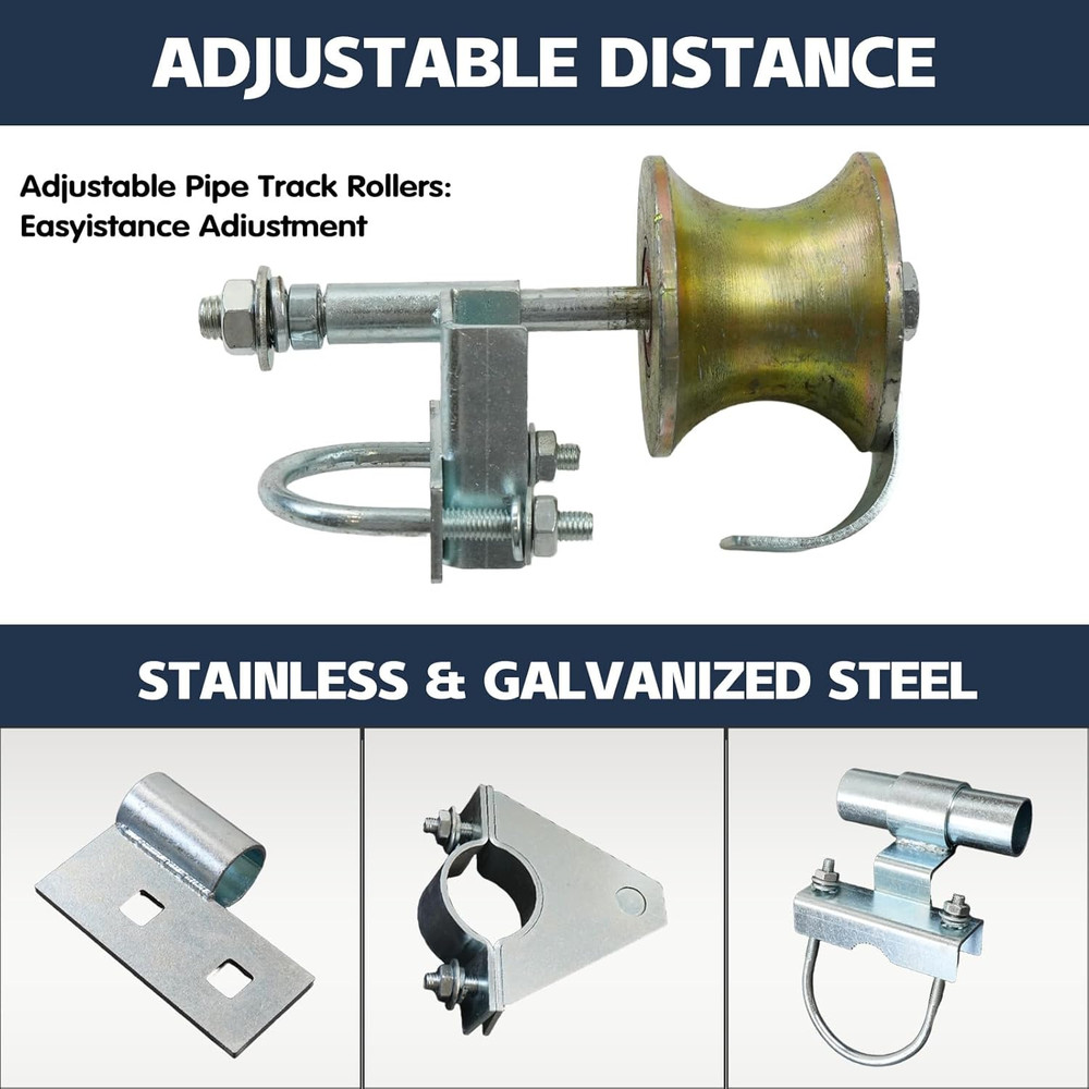Rolling Gate Kit, Heavy Duty Sliding Gate Hardware Kit with 6" Wheels, 2 Track W