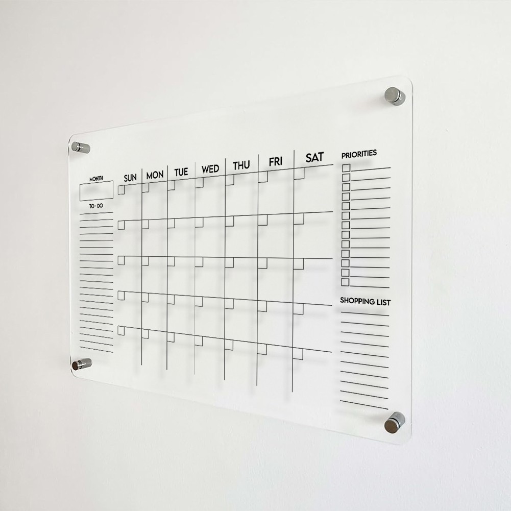 OnDisplay Luxe Acrylic Personalized Family Calendar Planner - Monthly Dry Erase