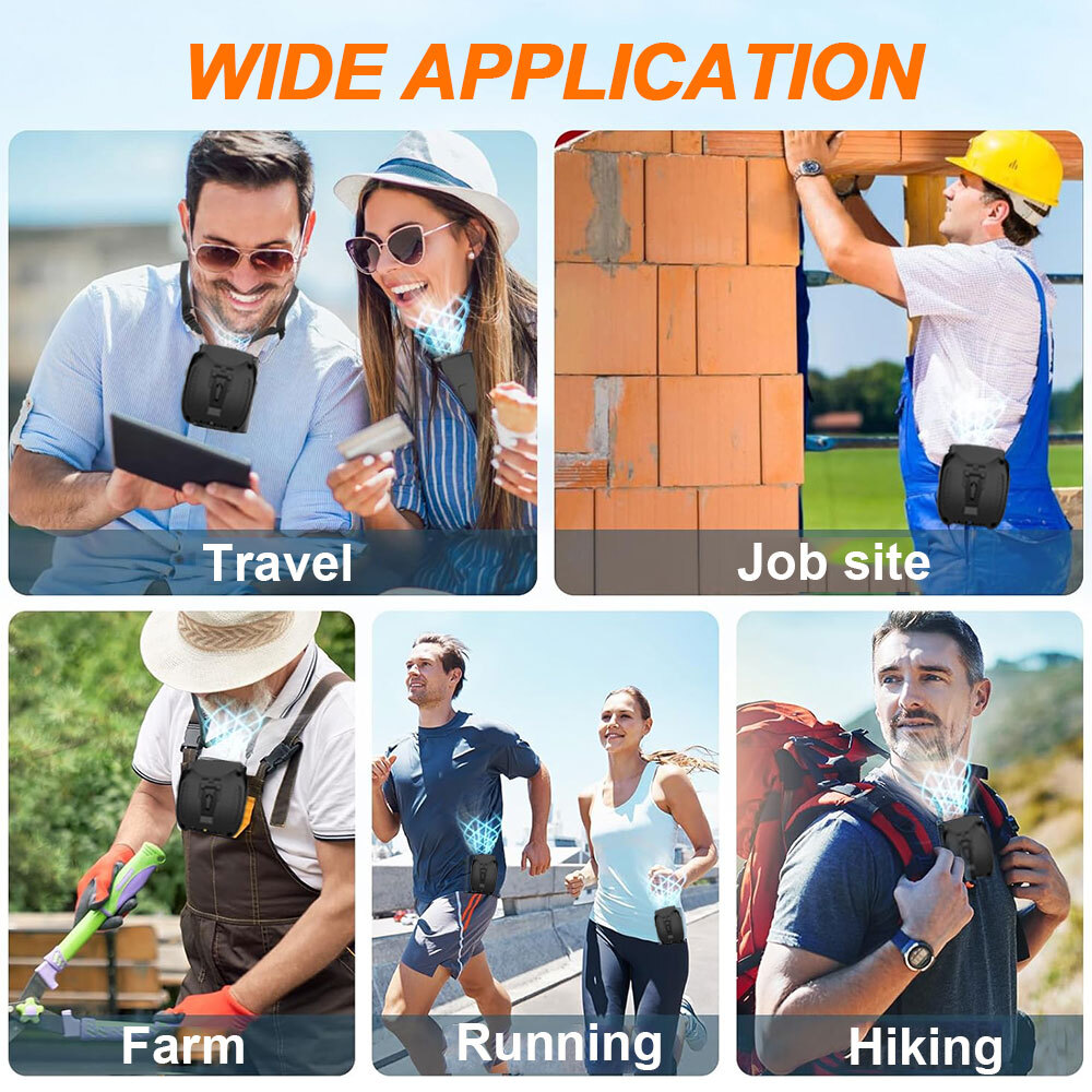 Portable Waist Clip Fan with LED 10000mAh USB Rechargeable Hanging Belt Cooling