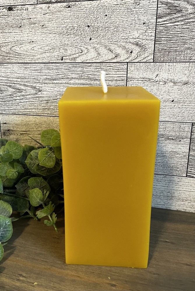 Pure Beeswax Square pillar candle - 2.5" x 2.5" x 5.5" tall solid bees wax