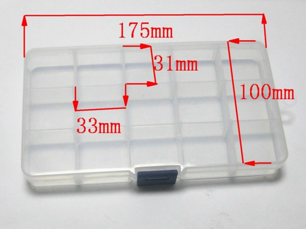 2 Pack 15 Grids Plastic Organizer Box Case Craft Bead Display Storage Container