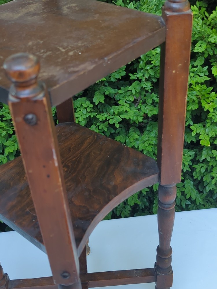 ANTIQUE TURNED Side Table SOLID WOOD SMOKING TELEPHONE STAND VINTAGE WOW