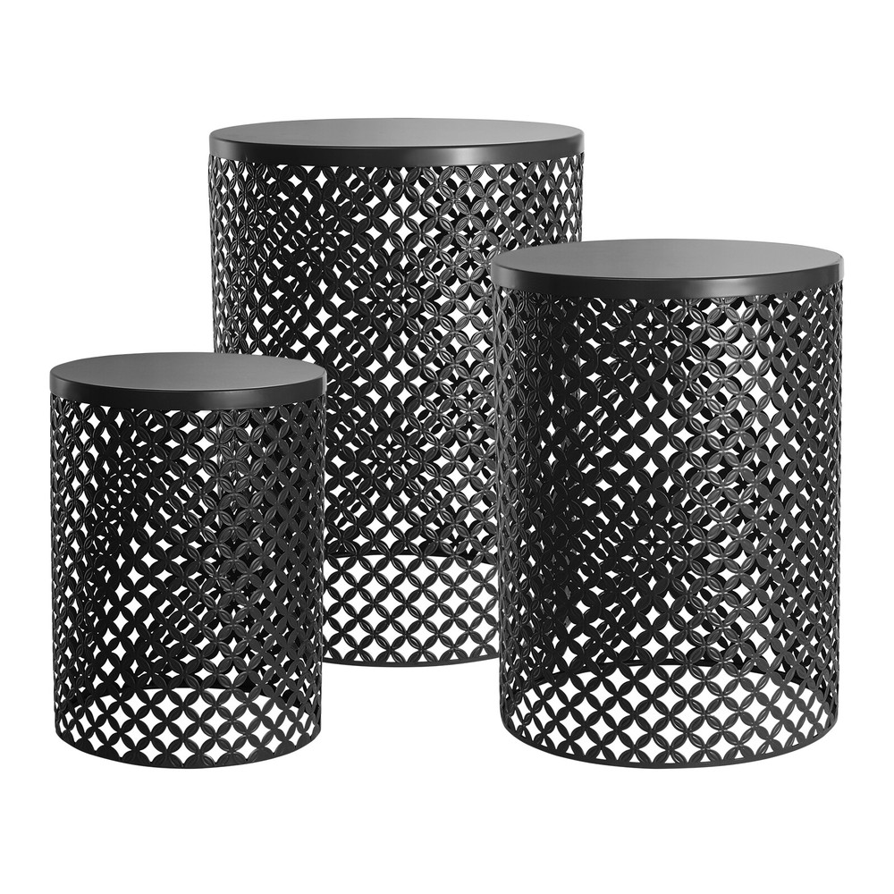 3pcs Modern Metal Cylindrical Frame Accent Table Outdoor Side Table End Table US