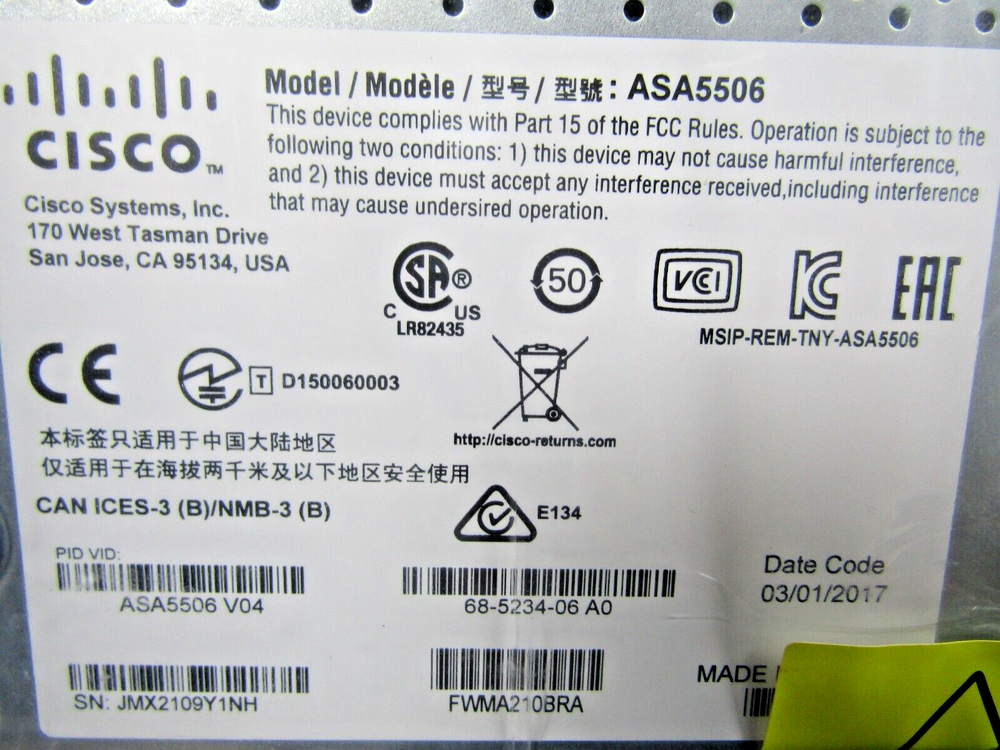 🔥NEW CISCO ASA5506-X NETWORK SECURITY FIREWALL APPLIANCE W/ FIREPOWER SERVICES