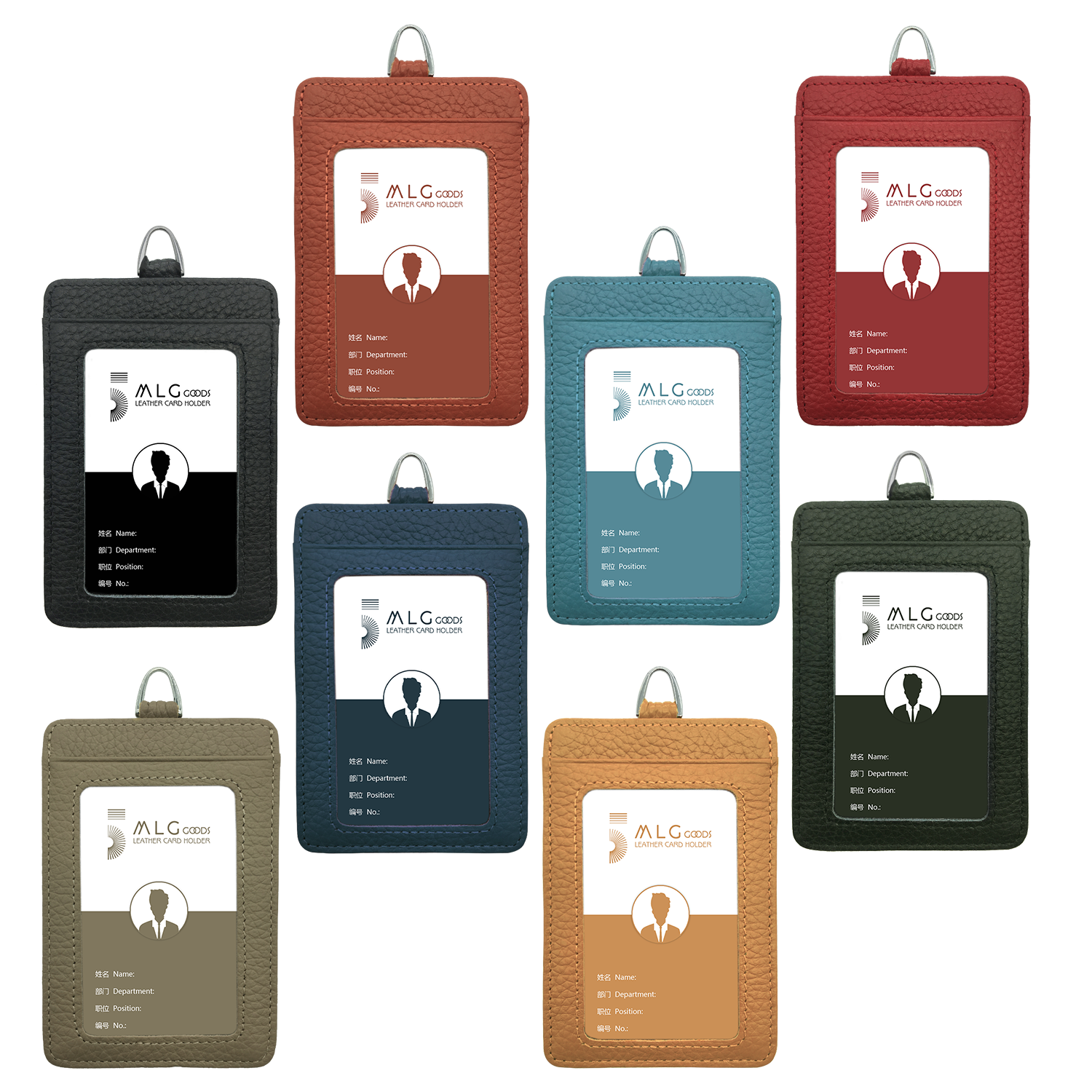 Leather Work Id Badge Holder for Men and Women with Clip Lanyards ( 1 pcs)