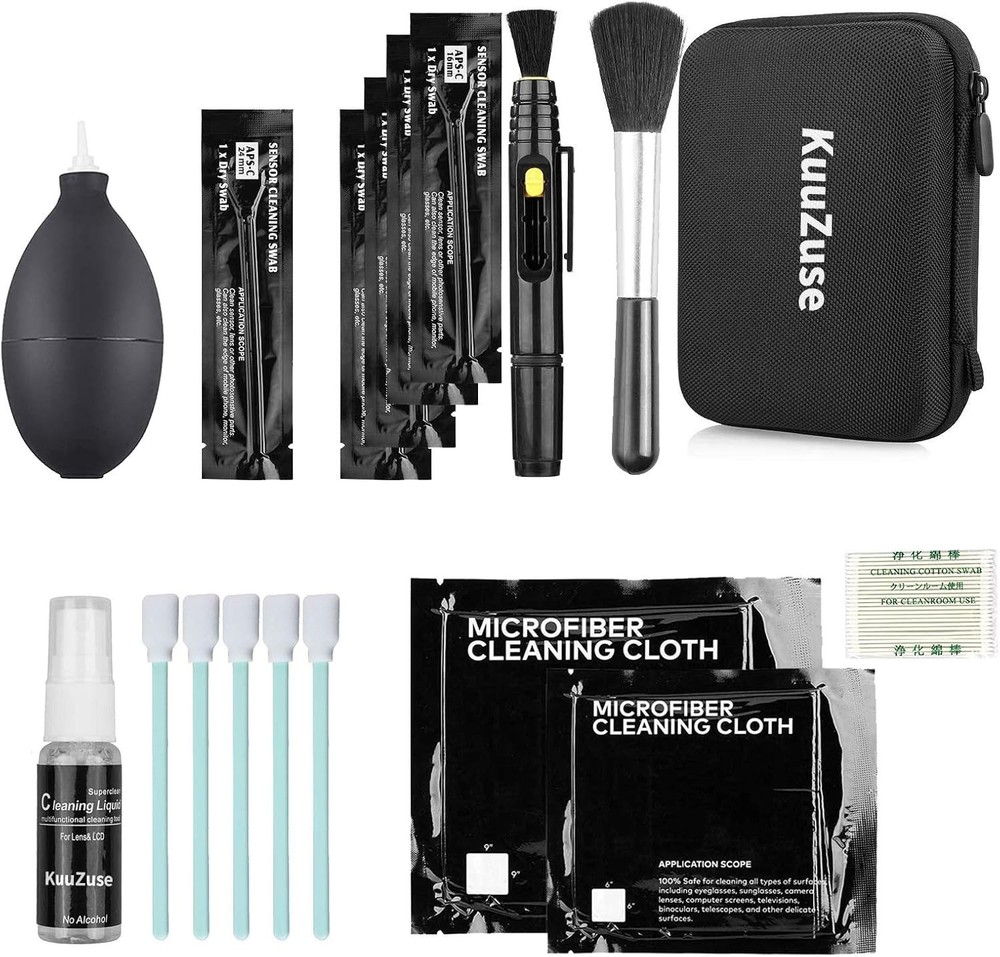 Comprehensive DSLR Camera Cleaning Kit with APS-C Swabs & Microfiber Cloths