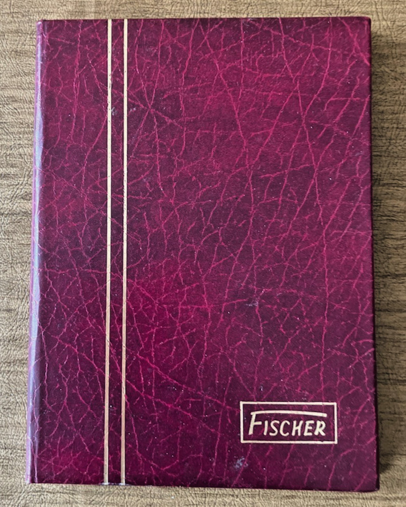 Fischer Stamp Stock Book Album 4 black sheets/8 pages 5x7" - glassine separators