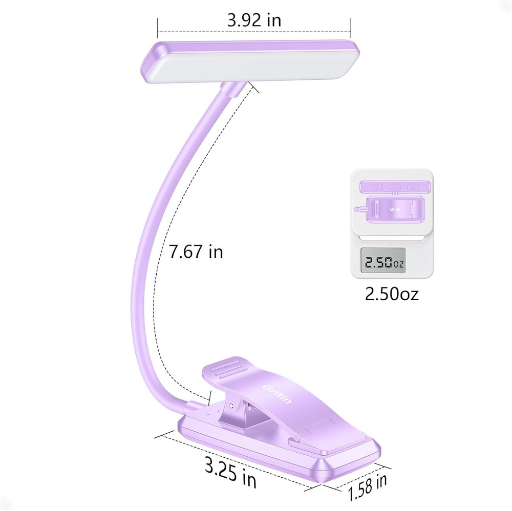 19 LED Rechargeable Book Light for Reading in Bed with Memory Function- Eye Cari