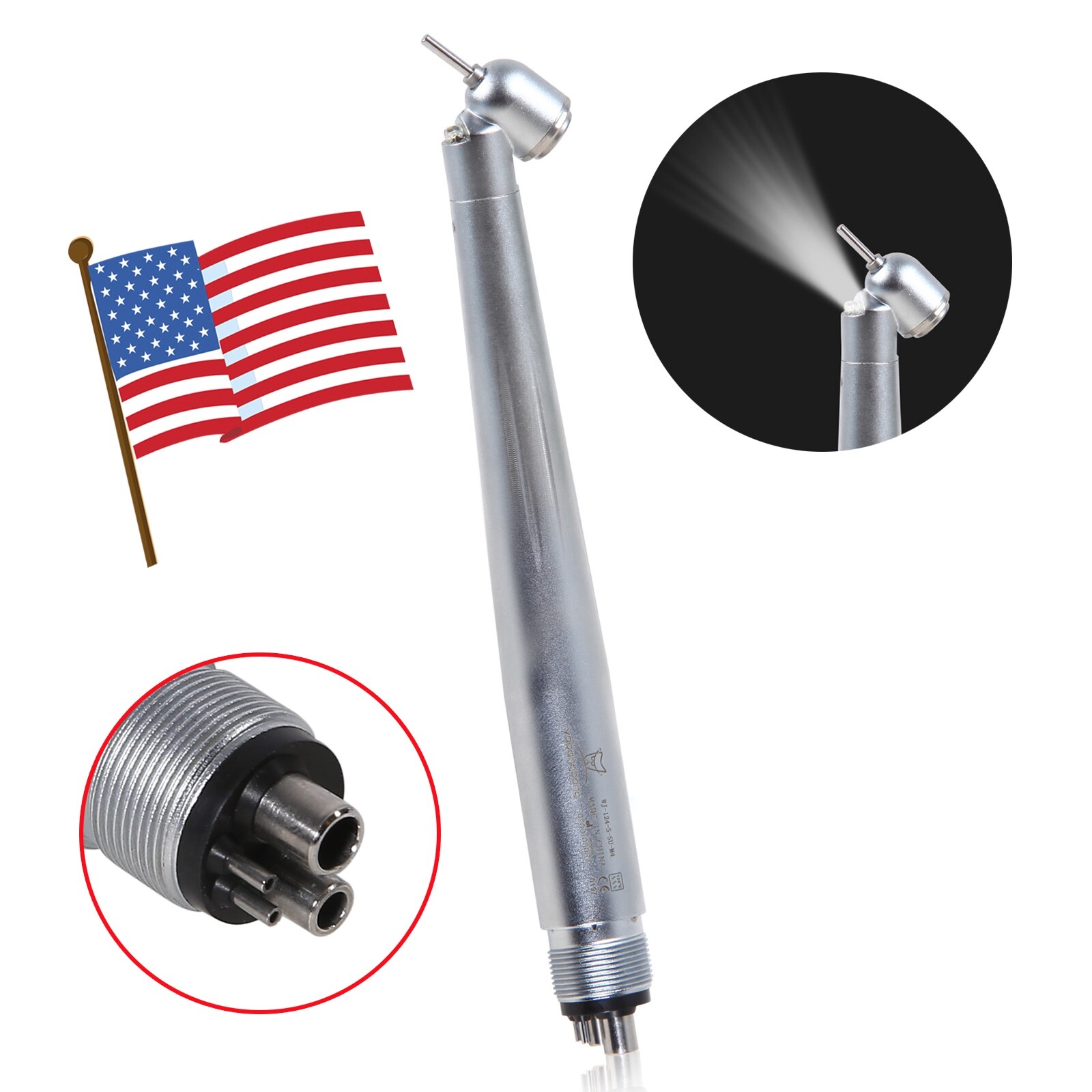 NSK Style Dental LED 45° Degree Surgical High Speed Handpiece Push Button 4 Hole