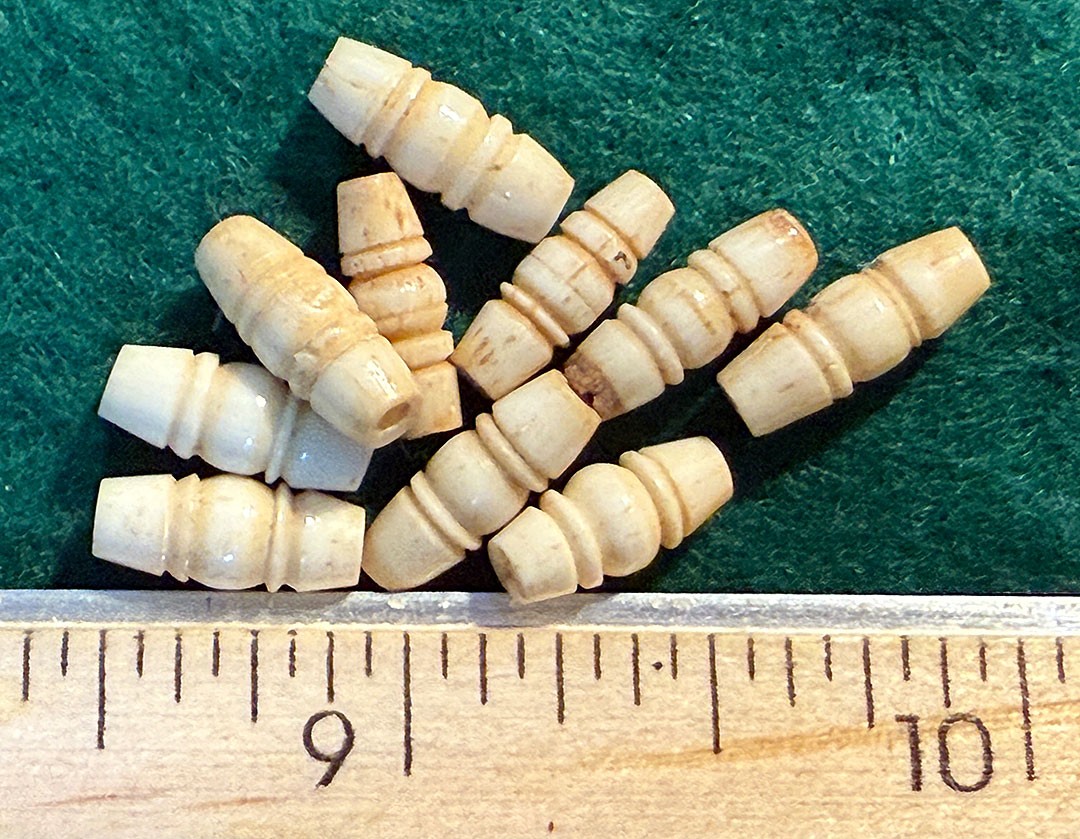 (10) OLD 1/2" Bone Barrel Beads Sioux Indian Beads Fur Trade 1800's