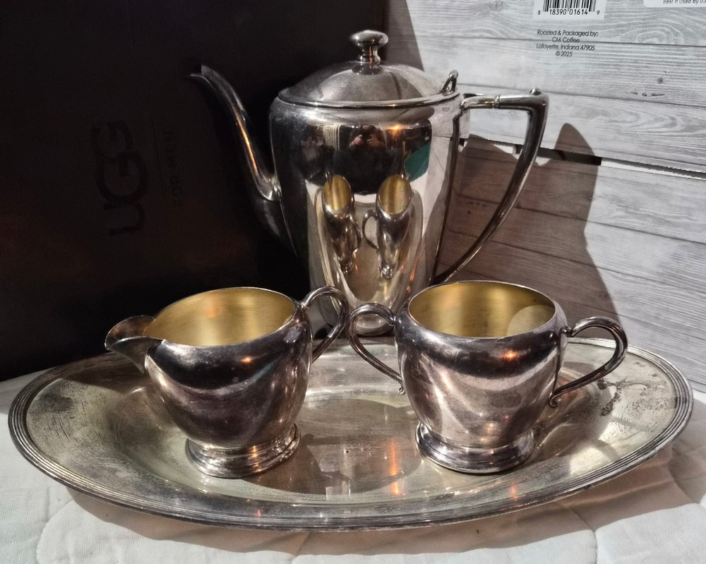 Silver tea set with Platter