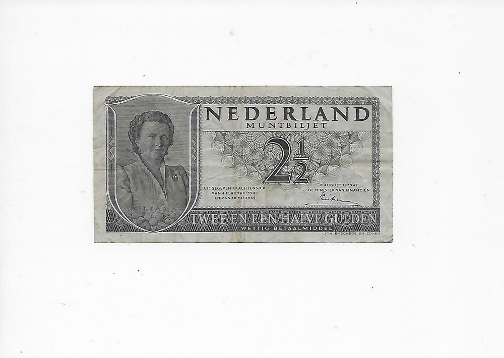 Netherlands 2 1/2 gulden note 1949