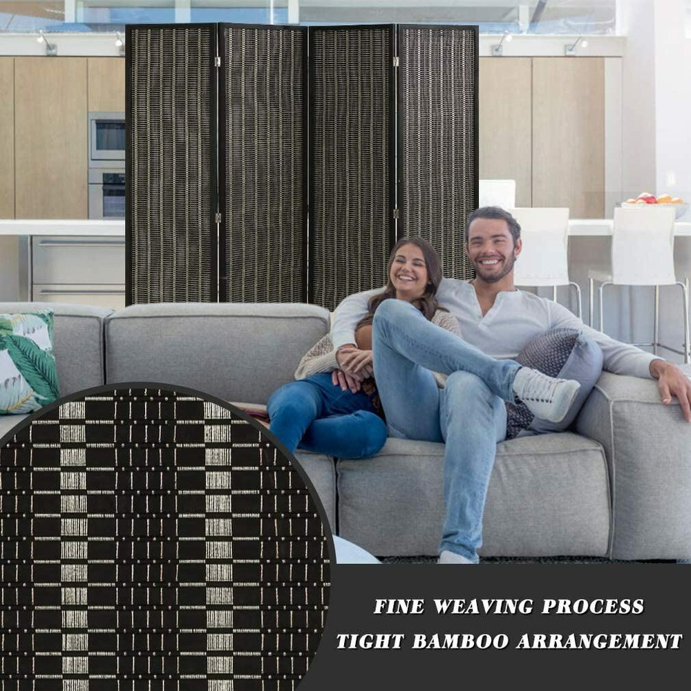 4 Panel Room Divider Privacy Screen Folding Bamboo Room Wall Seperating Divider