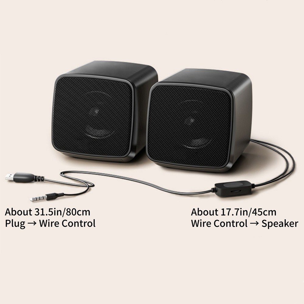 1 Pair Portable USB Computer Speakers for Desktop with Long 80cm Audio Cable