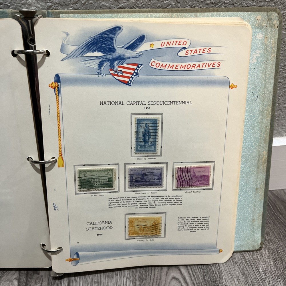White Ace United States Commemoratives Postage Stamps Book 1947-1964 Qty 229