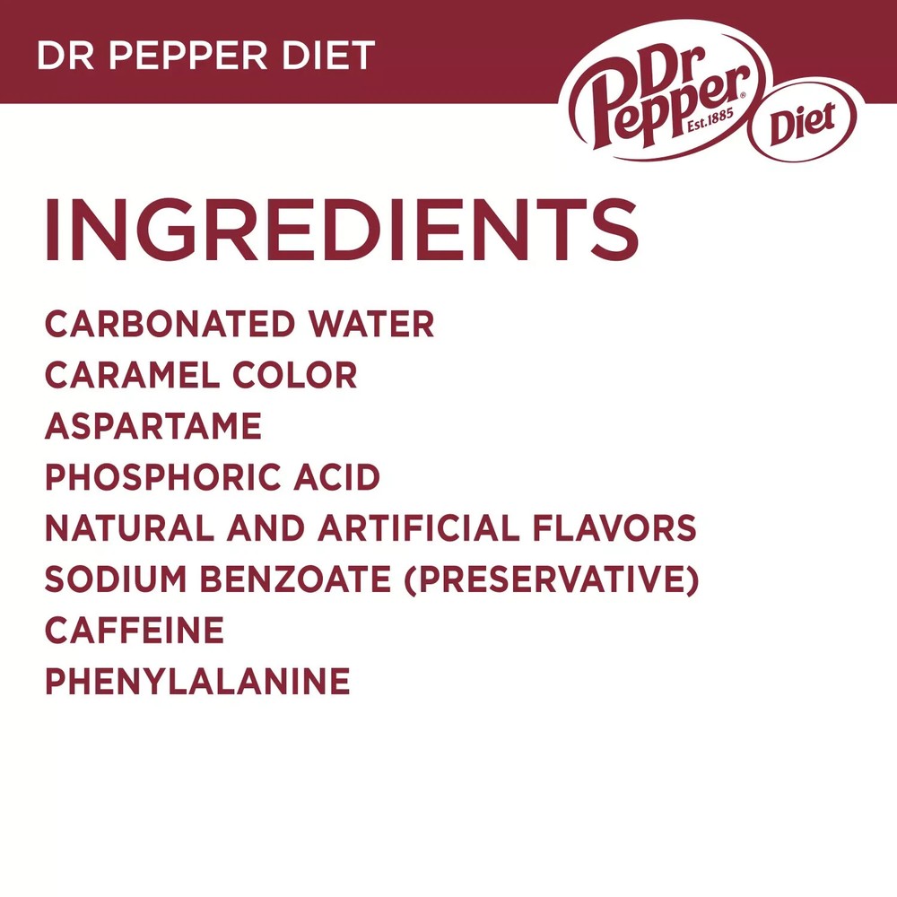 Dr. Pepper Diet Soda, 12 fl oz, 36-Pack Cans