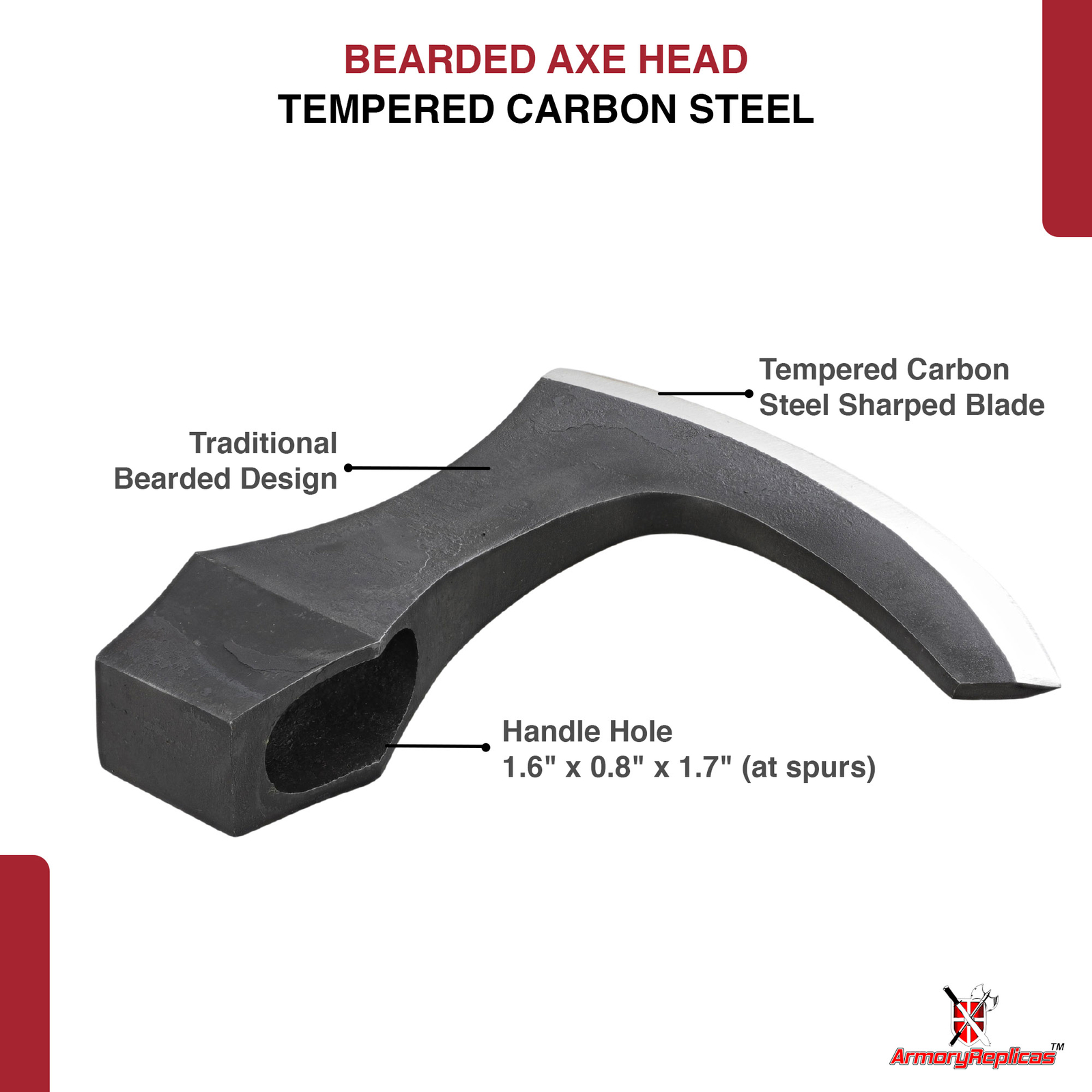 Tempered Carbon Steel Axe Head Historical Replica Design for Collector Use