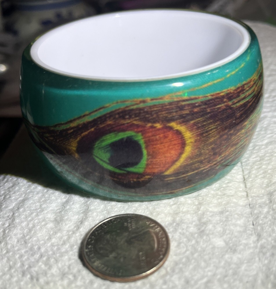 Bird / Feather Bangle Bracelet Wide Cuff
