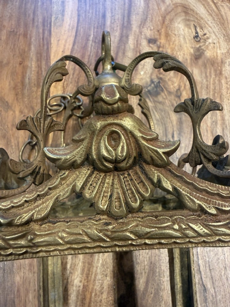 Antique Gilt Bronze Hanging Lantern Ceiling Light
