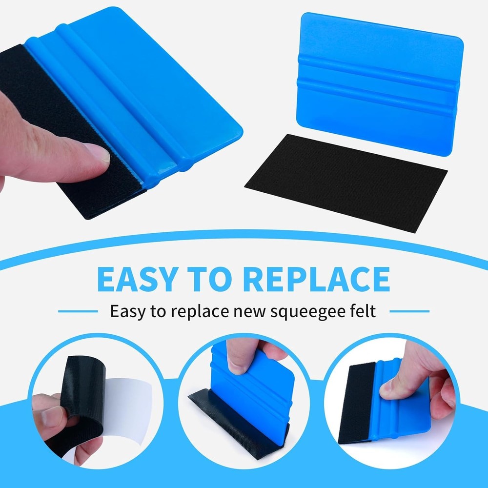 20 Pack Vinyl Wrap Squeegee 4 Inch / 6 Felt Edge Blue & Grey