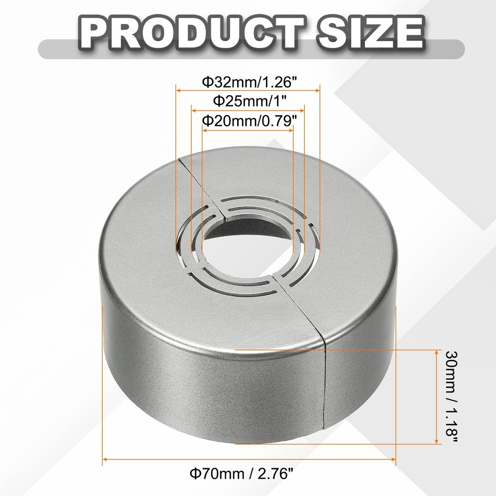 6pcs Wall Split Flange 1.18" Plastic Round Split Flange Pipe Cover, Gray