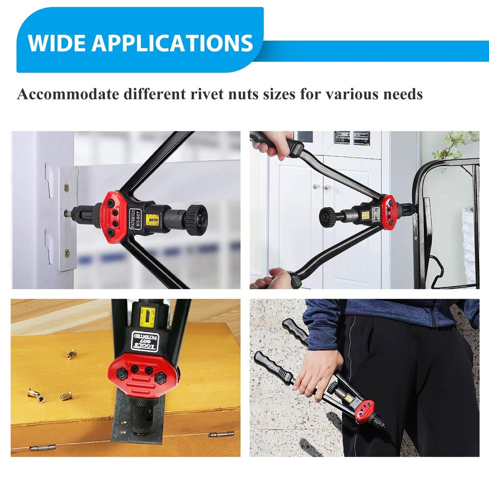 16" Rivet Nut Tool Kit w/ 11PC Metric & SAE Mandrels Thread Setting Tool Setter