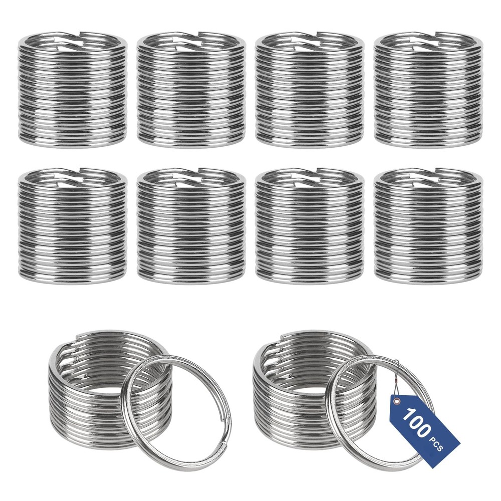 100PCS Key Rings Split Rings,Silver Keychain for silvery