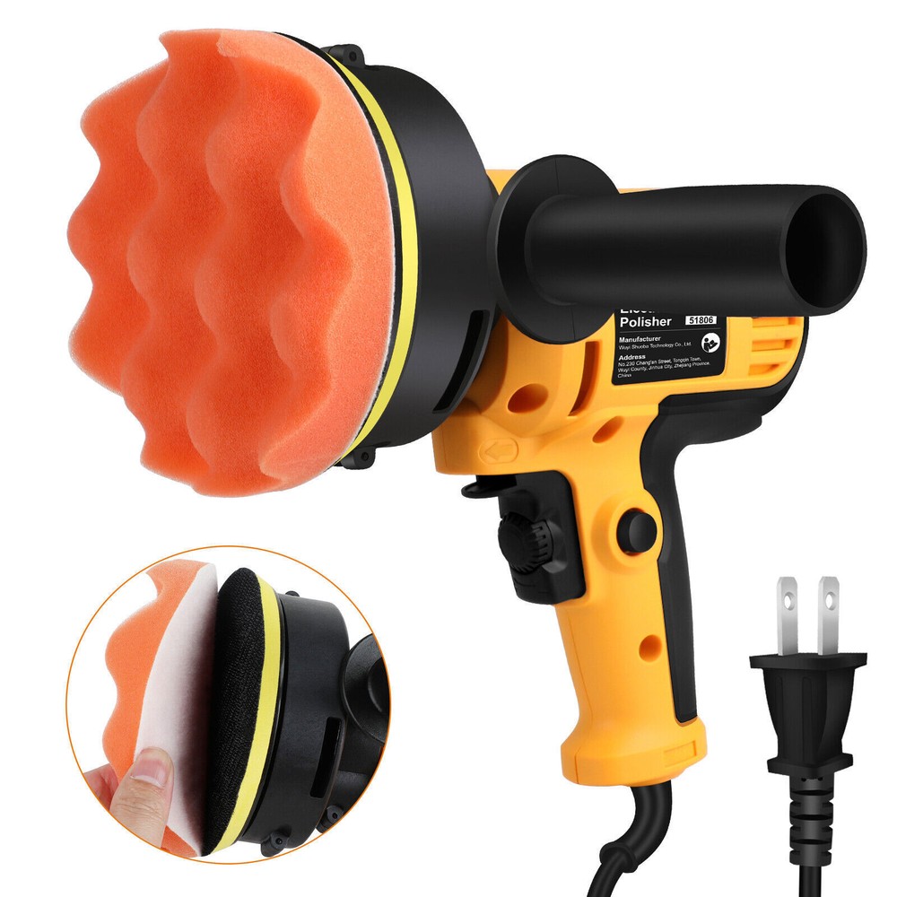 800W Car Polisher Buffer Sander Machine, 5" Pad Bonnet, Locking Switch