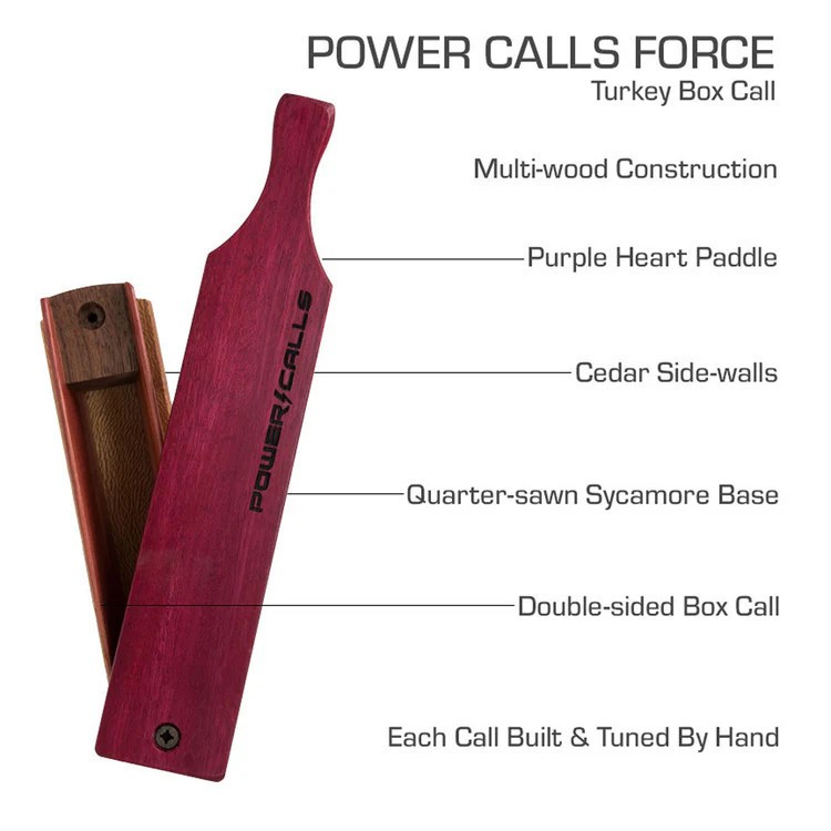 Power Calls Force Turkey Box Call Double Sided Hand Tuned