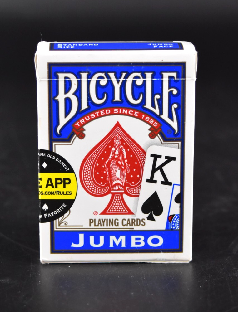 Bicycle Standard Size Jumbo Face Playing Cards Blue Complete Deck USED