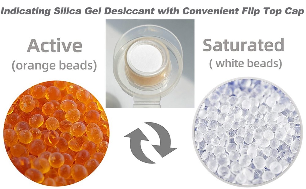 8 Dram Empty Pill Bottles with Indicating Desiccant Caps Pharmacy Vial Container