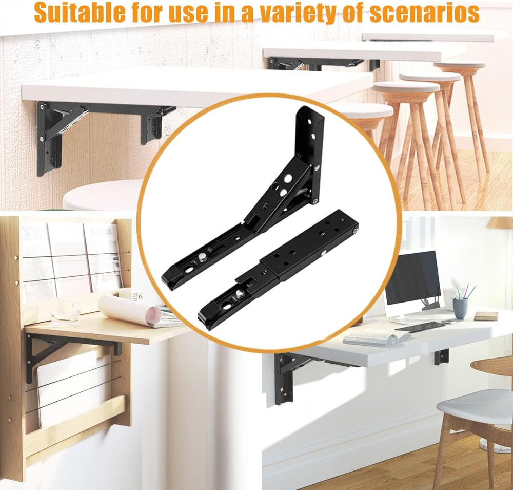 90 Degree Self Locking Folding Hinges Wall Table Drop Leaf Shelf Bracket Pair